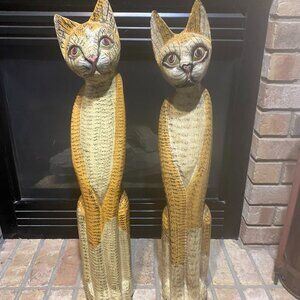 (VHD) Vintage. Hand-Crfted Cat Sculptures. Rare. Unique Find.